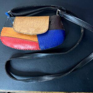 Handmade Multicolor Patchwork Crossbody Bag Leather handbag made in Nicaragua